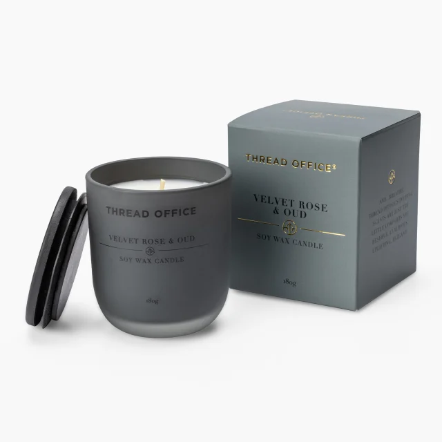 Thread Office Velvet Rose & Oud Candle with Lid, 180g