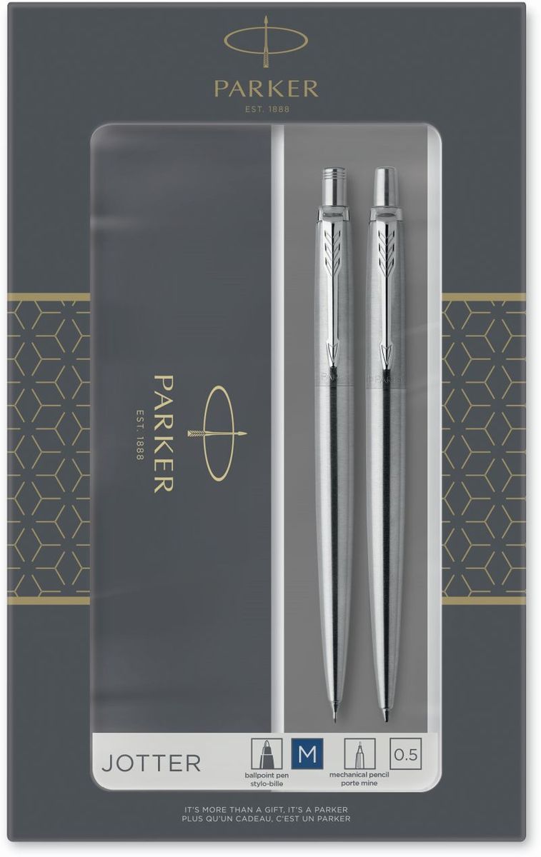 Parker Jotter Ballpoint Pen & Pencil Set – Stainless Steel Chrome Trim