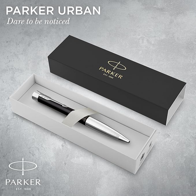 PARKER Urban Twist Matt Black Chrome Trim Ball Pen – Gift Box